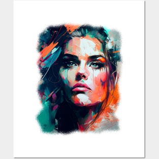 Beautiful Abstract Acrylic painting of a girl, Print Art Posters and Art